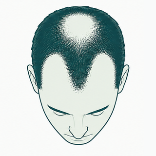 Hair loss Stage 4 illustration — Frontal loss with sparse bridge