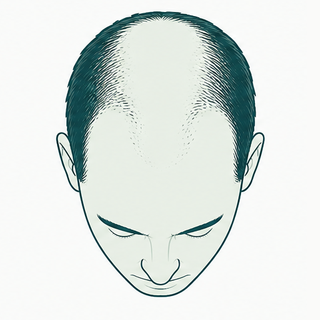 Hair loss Stage 5 illustration — Bridge narrowing, larger crown